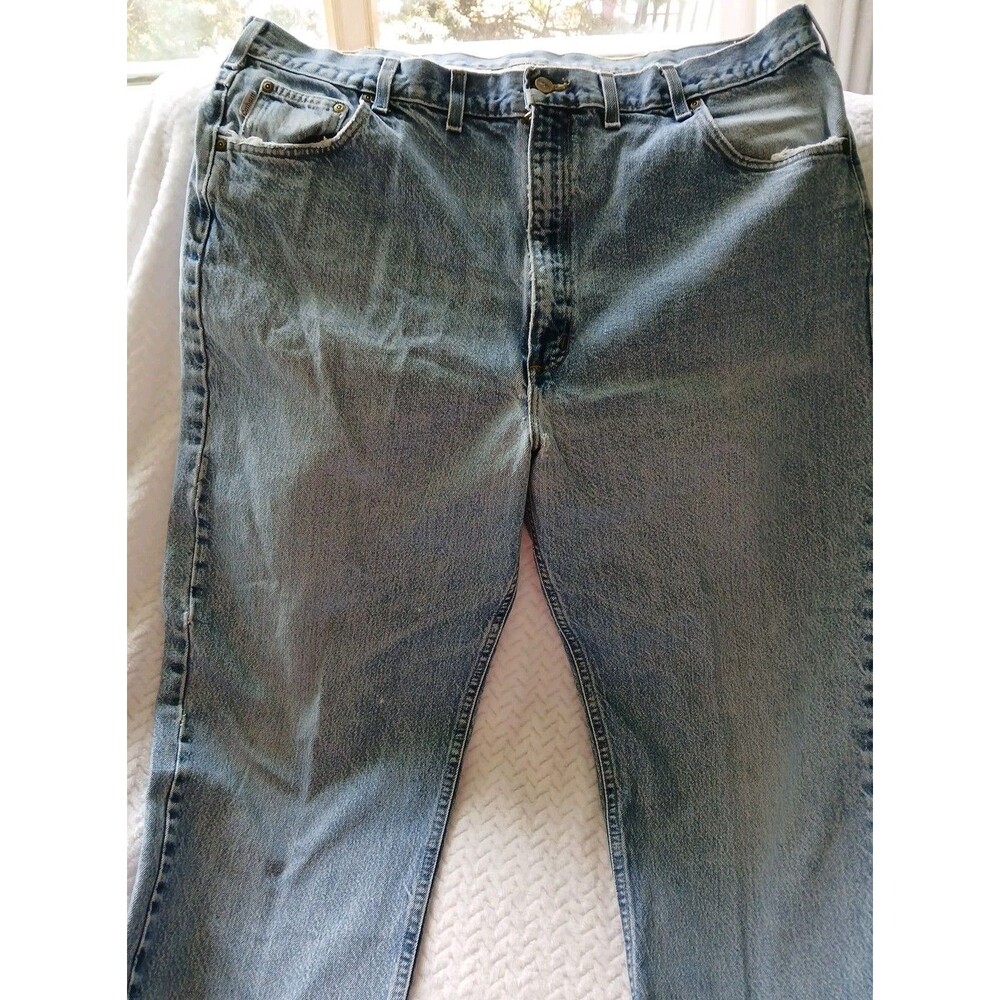 Carhartt Relaxed Fit Men's Straight Jeans Size 44x36 Blue Light Wash Denim